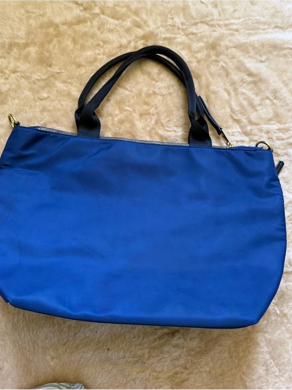 ADRIENNE VITTADINI  Navy Tote Bag with Metallic Trim - Classic Women's Shoulder